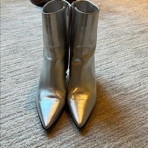 J. Crew Metallic Silver Heeled Boots